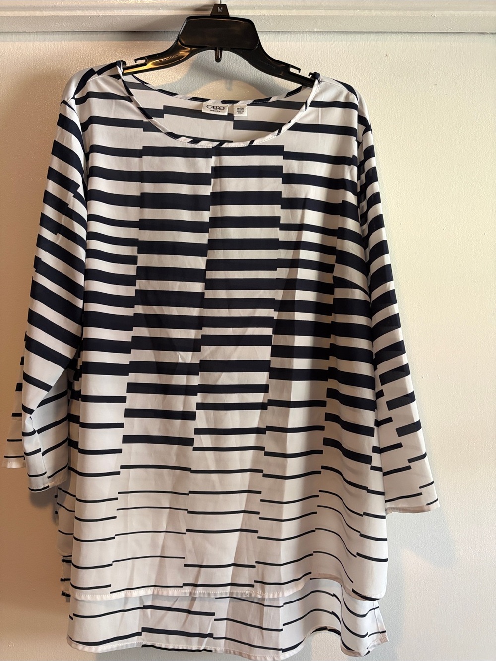 Cato Black & White Striped Tunic Top